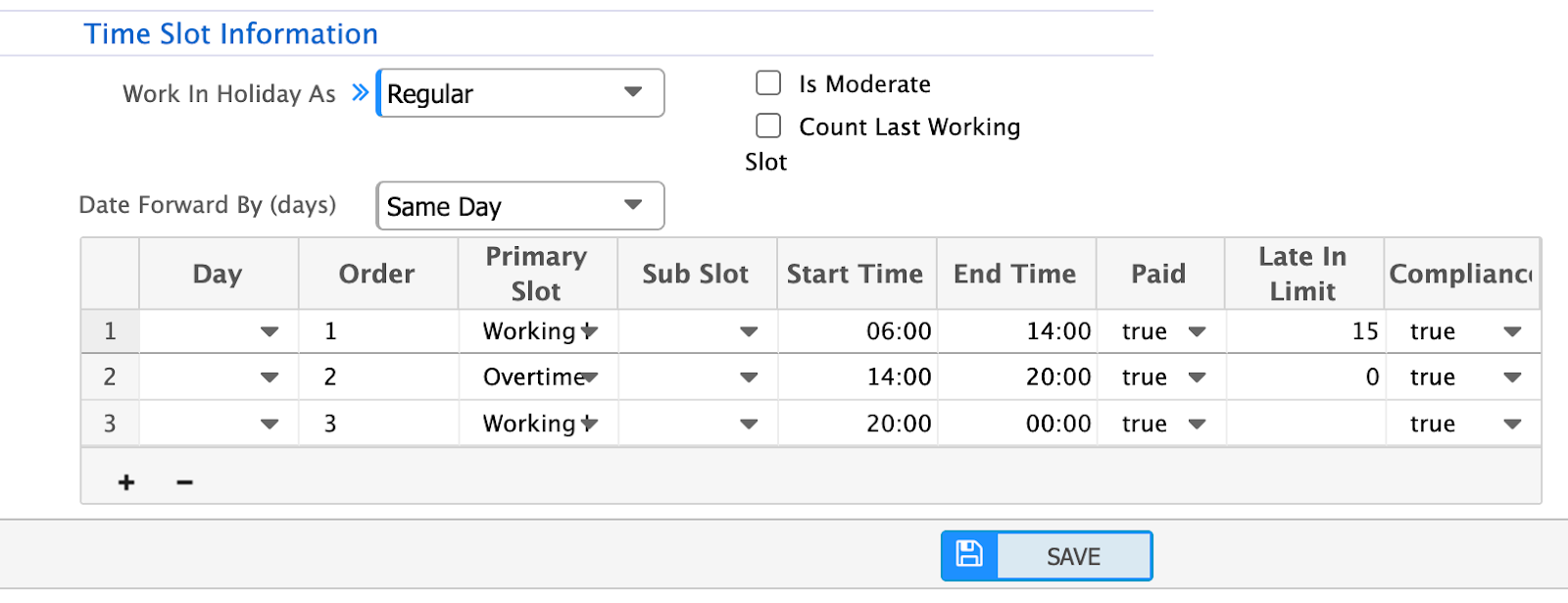 Define Overtime in Shift Setup